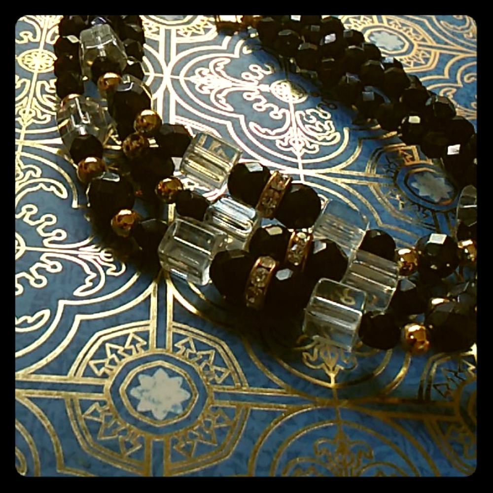 Gothic gold and black fashion necklace